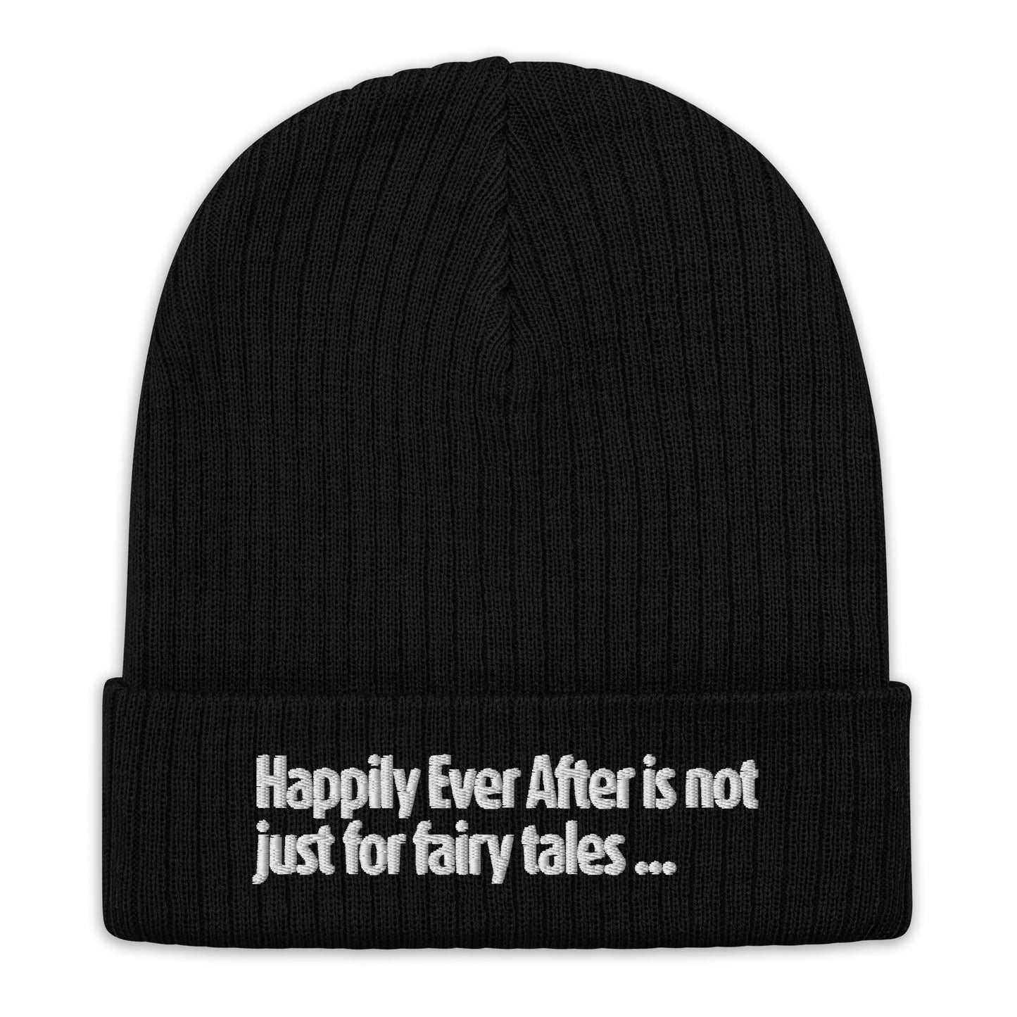 HAPPILY EVER AFTER EMBROIDERY Ribbed knit beanie